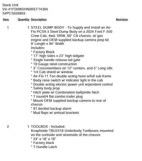 2024 Ford Super Duty F-550 Dump Body by Levan DRW