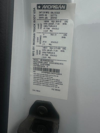 2022 Ford Super Duty F-650 Morgan Body 20-foot Dry Freight VSD box